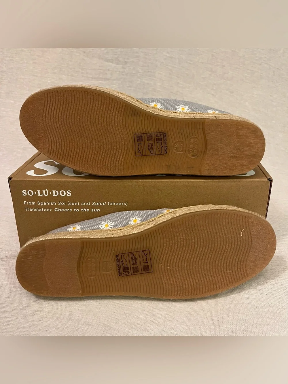 Soludos Smoking Espadrille Dolphin Blue Daisy Embroidered Slip-Ons